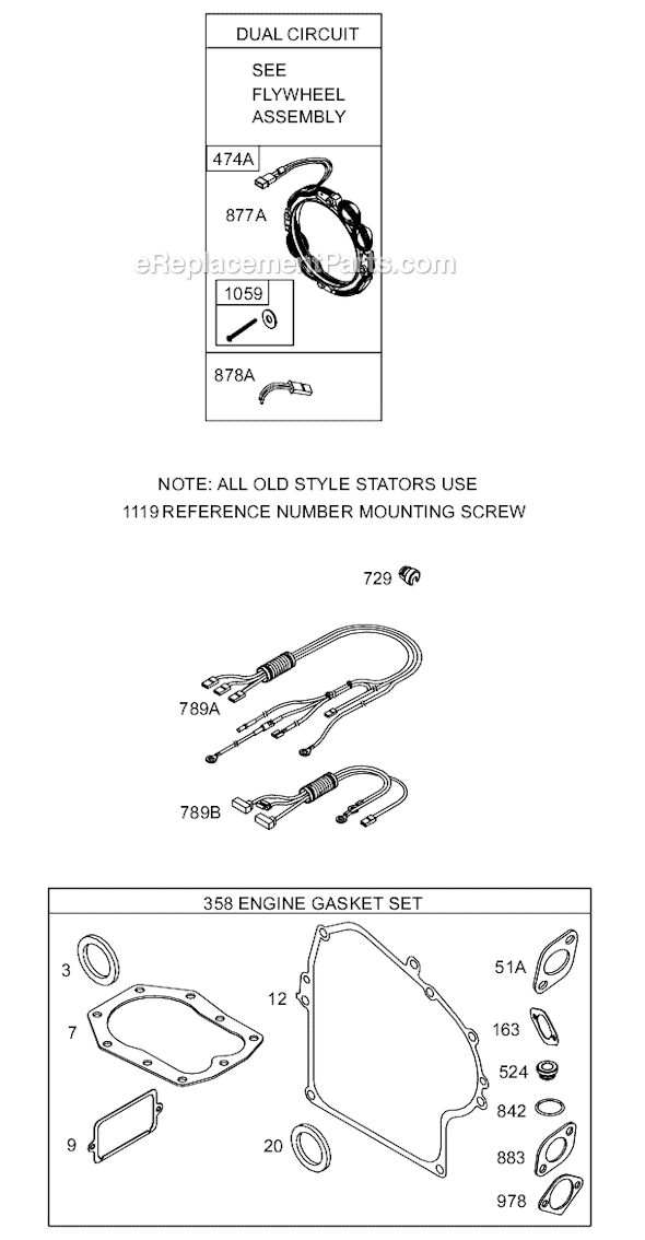 Page G Diagram and Parts List for 19K400SERIES 0110-0115 Briggs and Stratton Engine